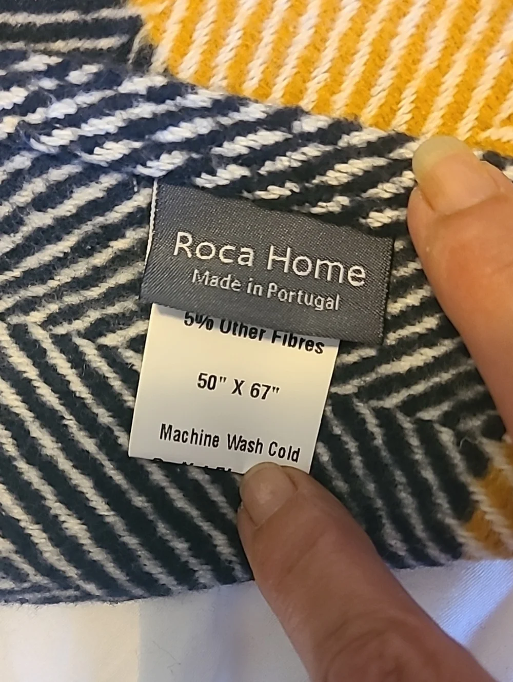 Roca Home Woven Cotton Blend Blanket Made In Portugal Stripe Fringed Over Sized